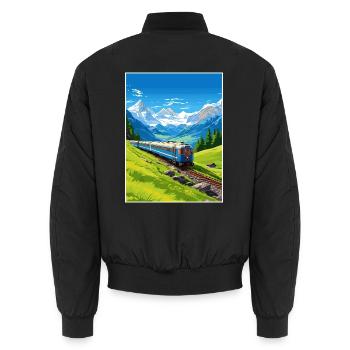 Orient Express Europa Deko Vintage Reiseposter - Unisex Bomberjacke - Schwarz - Hinten - AI Model Male 185 light (185cm)