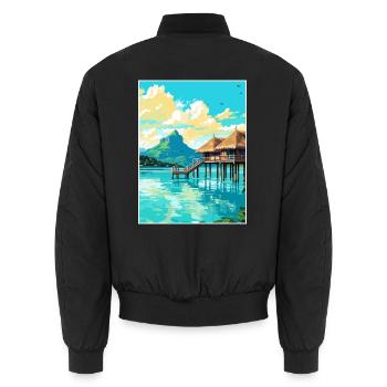 Bora Französisch-Polynesien Vintage Reiseposter WPA - Unisex Bomberjacke - Schwarz - Hinten - AI Model Male 185 light (185cm)