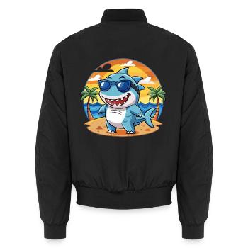 Hai Lustige Cartoon Sommer Strand Sonnenbrille - Unisex Bomberjacke - Schwarz - Hinten - AI Model Male 185 light (185cm)