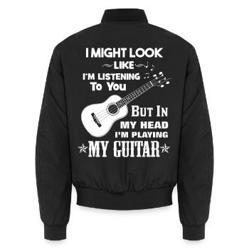 Guitar Player Gitarrenspieler Spruch - Unisex Bomberjacke - Schwarz - Hinten - AI Model Male 185 light (185cm)