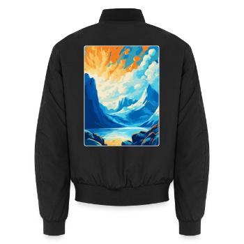 Bodo Norvège Affiche de voyage vintage WPA Art Souvenir - Bomber unisexe - noir - Dos - AI Model Male 185 light (185cm)