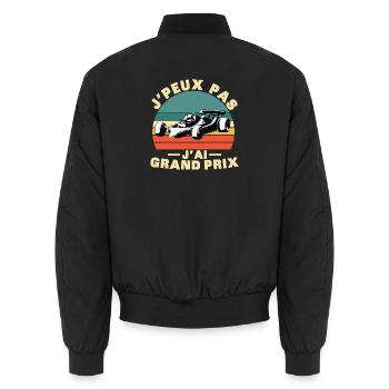 I can't I have great price - Unisex Bomber Jacket - black - Back - AI Model Male 185 light (185cm)
