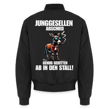 Junggesellenabschied Esel JGA Genug Geritten - Unisex Bomberjacke - Schwarz - Hinten - AI Model Male 185 light (185cm)