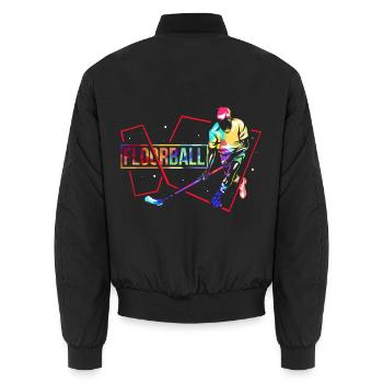 Reaktionsschneller Floorball Torwart - Unisex Bomberjacke - Schwarz - Hinten - AI Model Male 185 light (185cm)