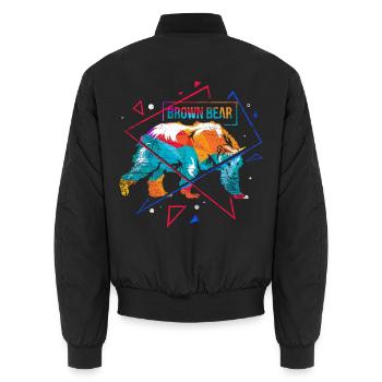 Majestätischer Braunbär Kanada - Unisex Bomberjacke - Schwarz - Hinten - AI Model Male 185 light (185cm)
