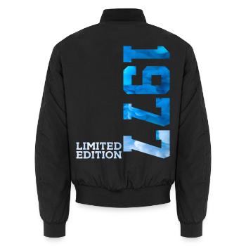 49TH BIRTHDAY LIMITED EDITION 1977 - Unisex Bomber Jacket - black - Back - AI Model Male 185 light (185cm)