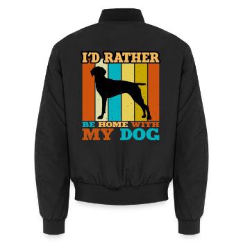 Alte dänische Vorstehhund-Silhouette Retro-Sonnenuntergang - Unisex Bomberjacke - Schwarz - Hinten - AI Model Male 185 light (185cm)