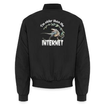 I’m older than the Internet + Dinosaurier - Unisex Bomberjacke - Schwarz - Hinten - AI Model Male 185 light (185cm)