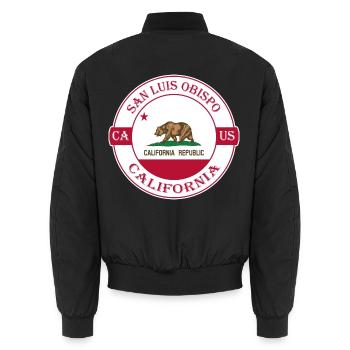 San Luis Obispo Flagge USA Souvenir - Unisex Bomberjacke - Schwarz - Hinten - AI Model Male 185 light (185cm)