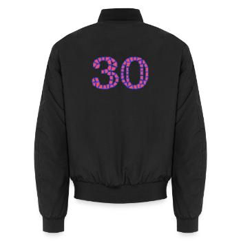 30. 30 YEARS. 30th ANNIVERSARY. 30 YEARS ANNIVERSARY. - Unisex Bomber Jacket - black - Back - AI Model Male 185 light (185cm)
