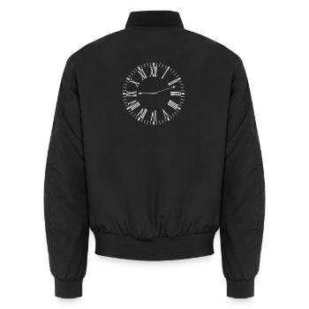 Roman clock - Unisex Bomber Jacket - black - Back - AI Model Male 185 light (185cm)