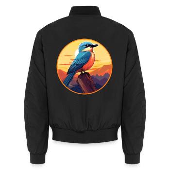 Jay Vogel Buntes Aquarell Cartoon Kawaii Tier - Unisex Bomberjacke - Schwarz - Hinten - AI Model Male 185 light (185cm)