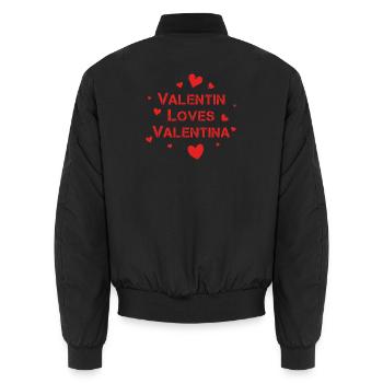 Valentinstag Valentine rote Herzen - Unisex Bomberjacke - Schwarz - Hinten - AI Model Male 185 light (185cm)