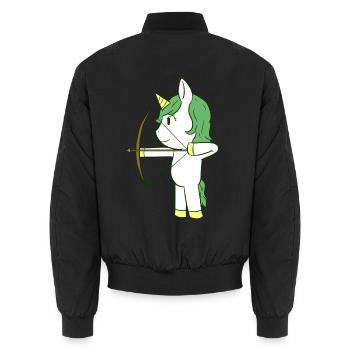 Bogenschießen Einhorn Pfeil Bogen - Unisex Bomberjacke - Schwarz - Hinten - AI Model Male 185 light (185cm)