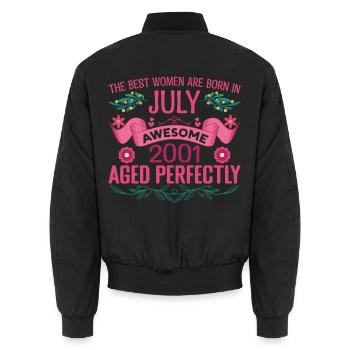 Juli 2001 Geburtstag Frau Juli 2001 - Unisex Bomberjacke - Schwarz - Hinten - AI Model Male 185 light (185cm)