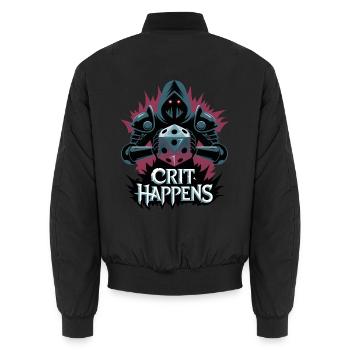 Crit Happens - Unisex Bomber Jacket - black - Back - AI Model Male 185 light (185cm)