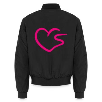 Coeur lettre S lettre initiale rose - Bomber unisexe - noir - Dos - AI Model Male 185 light (185cm)