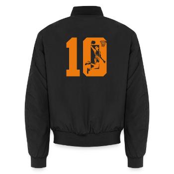 NUMBER 10 BASKETBALL 10TH BIRTHDAY - Unisex Bomber Jacket - black - Back - AI Model Male 185 light (185cm)