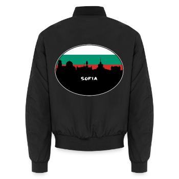 Sofia Bulgarien Flagge Skyline Silhouette Reisen - Unisex Bomberjacke - Schwarz - Hinten - AI Model Male 185 light (185cm)