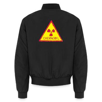 TSCHERNOBYL RADIATION WARNING ICON - Unisex Bomberjacke - Schwarz - Hinten - AI Model Male 185 light (185cm)