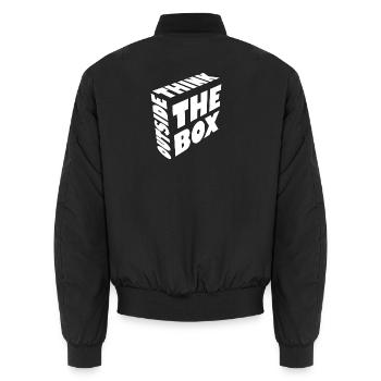 Think outside the box - Unisex Bomber Jacket - black - Back - AI Model Male 185 light (185cm)