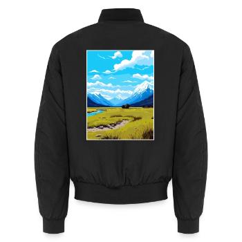Arthurs Pass Nationalpark Vintage Reiseposter - Unisex Bomberjacke - Schwarz - Hinten - AI Model Male 185 light (185cm)