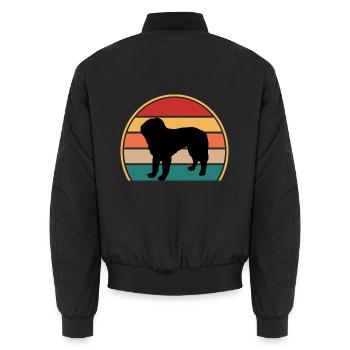 Bosnische grobhaariger Jagdhund Silhouette Retro - Unisex Bomberjacke - Schwarz - Hinten - AI Model Male 185 light (185cm)