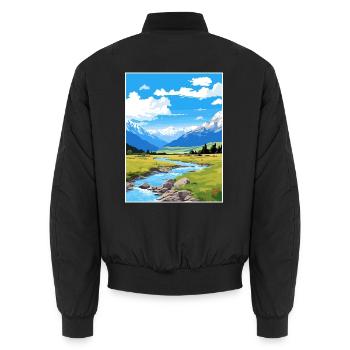 Arthurs Pass Nationalpark Vintage Reiseposter - Unisex Bomberjacke - Schwarz - Hinten - AI Model Male 185 light (185cm)