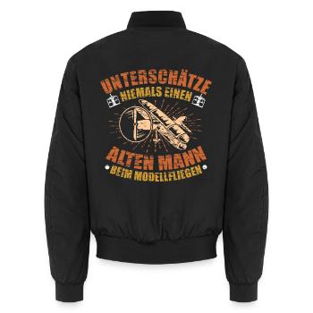 Alt Mann Modellfliegen Spruch Modellbau Modellflug - Unisex Bomberjacke - Schwarz - Hinten - AI Model Male 185 light (185cm)