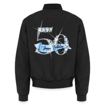 Happy Birthday 50th Birthday Gift Diamond Glamour - Unisex Bomber Jacket - black - Back - AI Model Male 185 light (185cm)