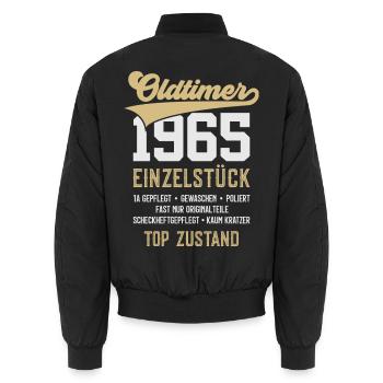 61. GEBURTSTAG OLDTIMER 1965 - Unisex Bomberjacke - Schwarz - Hinten - AI Model Male 185 light (185cm)