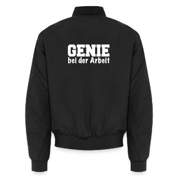 Genie bei der Arbeit lustiger Spruch Geschenk - Unisex Bomberjacke - Schwarz - Hinten - AI Model Male 185 light (185cm)