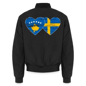 Kosovo Suède Drapeau utilisé - Bomber unisexe - noir - Dos - AI Model Male 185 light (185cm)