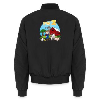 Bauernhof Ich Bin 2 Jahre 2.Geburtstag - Unisex Bomberjacke - Schwarz - Hinten - AI Model Male 185 light (185cm)