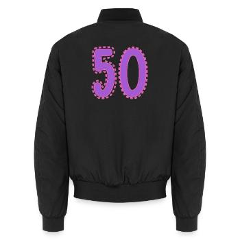 50. 50 YEARS. 50th ANNIVERSARY. 50TH ANNIVERSARY. - Unisex Bomber Jacket - black - Back - AI Model Male 185 light (185cm)
