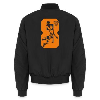 NUMBER 8 BASKETBALL 8TH BIRTHDAY - Unisex Bomber Jacket - black - Back - AI Model Male 185 light (185cm)