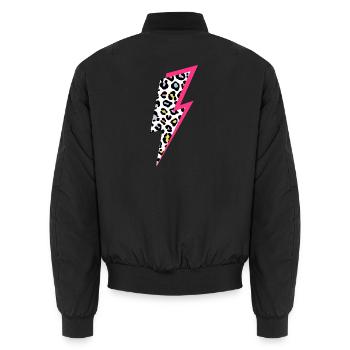 Blitz Leoparden Muster Pastellfarben mit Neon-Pink - Unisex Bomberjacke - Schwarz - Hinten - AI Model Male 185 light (185cm)