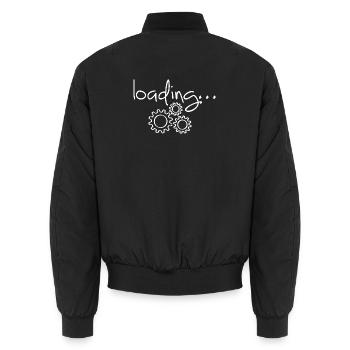 Zahnräder, denken Sie groß. große Ideen. Brainstorming - Unisex Bomberjacke - Schwarz - Hinten - AI Model Male 185 light (185cm)