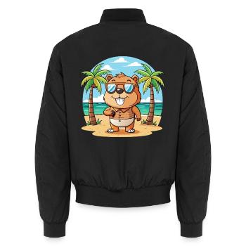 Biber Lustige Cartoon Sommer Strand Sonnenbrille - Unisex Bomberjacke - Schwarz - Hinten - AI Model Male 185 light (185cm)
