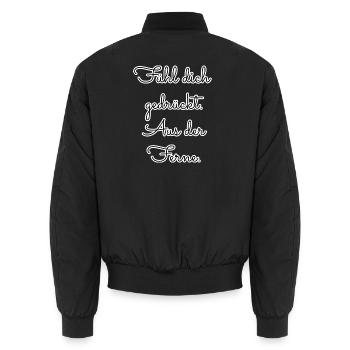Fühl dich gedrückt – aus der Ferne - Unisex Bomberjacke - Schwarz - Hinten - AI Model Male 185 light (185cm)