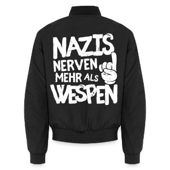 Nazis nerven mehr als Wespen - Unisex Bomberjacke - Schwarz - Hinten - AI Model Male 185 light (185cm)