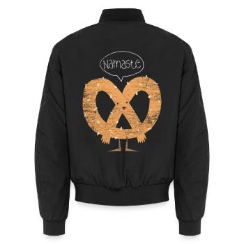 Knusprige Laugenbrezel Namaste - Unisex Bomberjacke - Schwarz - Hinten - AI Model Male 185 light (185cm)
