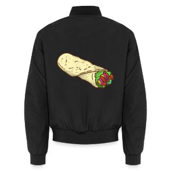 Saftiger Döner Lammfleisch Imbiss - Unisex Bomberjacke - Schwarz - Hinten - AI Model Male 185 light (185cm)