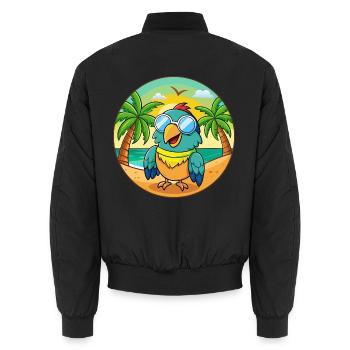 Papagei Lustige Cartoon Sommer Strand Sonnenbrille - Unisex Bomberjacke - Schwarz - Hinten - AI Model Male 185 light (185cm)