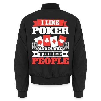 Ich mag Poker und vielleicht drei Leute Casino - Unisex Bomberjacke - Schwarz - Hinten - AI Model Male 185 light (185cm)