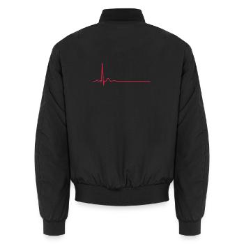 Herzschlag-EKG-Linie Medizinischer Pulswellen-Ikon-Vektor - Unisex Bomberjacke - Schwarz - Hinten - AI Model Male 185 light (185cm)