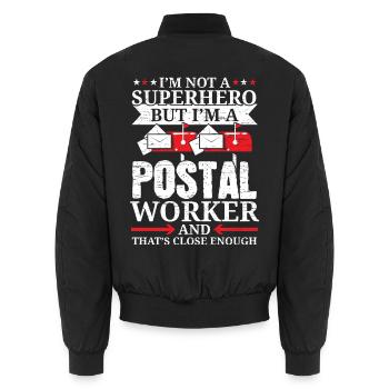 Ich bin Postangestellter Briefträger Briefträger B - Unisex Bomberjacke - Schwarz - Hinten - AI Model Male 185 light (185cm)
