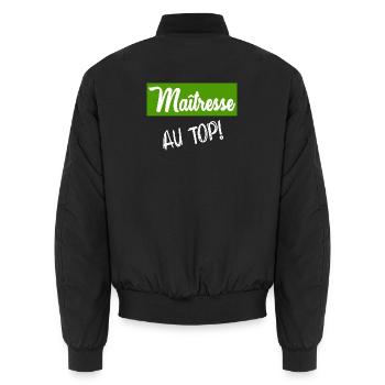 GELIEBTE. VIELEN DANK. DANKE, HERRIN - Unisex Bomberjacke - Schwarz - Hinten - AI Model Male 185 light (185cm)