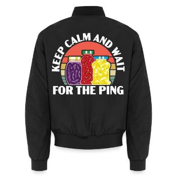 Ruhig bleiben und auf das Klingeln warten Lebensmi - Unisex Bomberjacke - Schwarz - Hinten - AI Model Male 185 light (185cm)