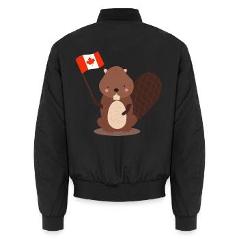 Emsiger Kanadabiber Artenschutz - Unisex Bomberjacke - Schwarz - Hinten - AI Model Male 185 light (185cm)